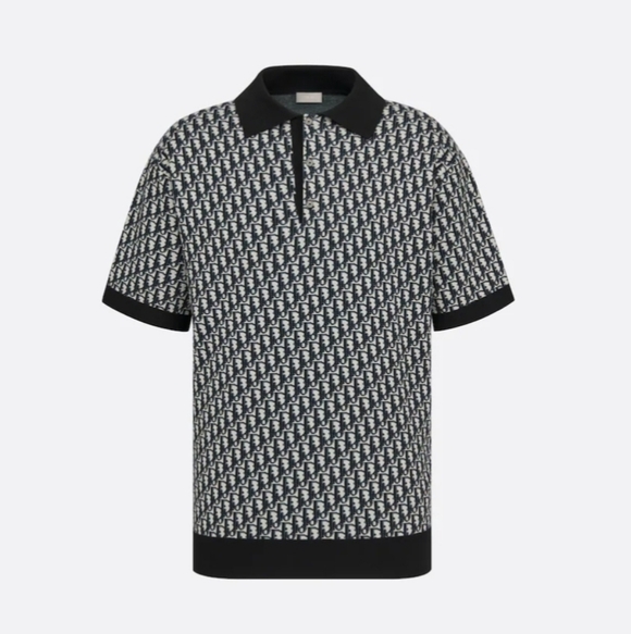 Dior Other - Dior Monogram Knit Navy Polo Shirt